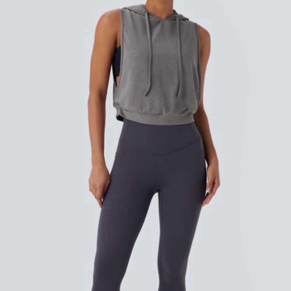 HALARA Hooded Running Sleeveless Cropped Tank Top Large NWT